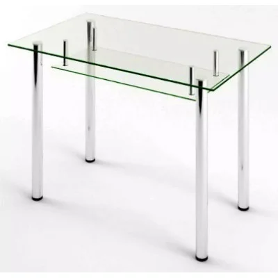 Glass dining table D-03-3 with tempered glass and chrome legs